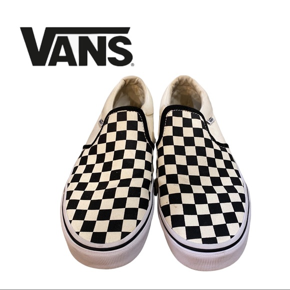 Vans Men's Asher Checker Checkerboard Off White / Black Sneakers 7.5 - Picture 3 of 7